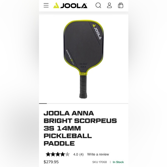 JOOLA Anna Bright Scorpeus 3A 14mm Professional Pickleball Paddle - Picture 3 of 5